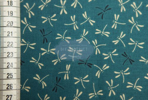 Japanese fabrics dragonflies duck blue background