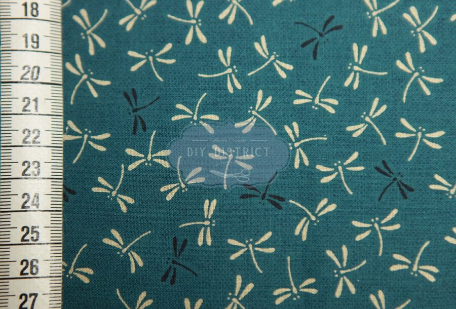 Japanese fabrics dragonflies duck blue background