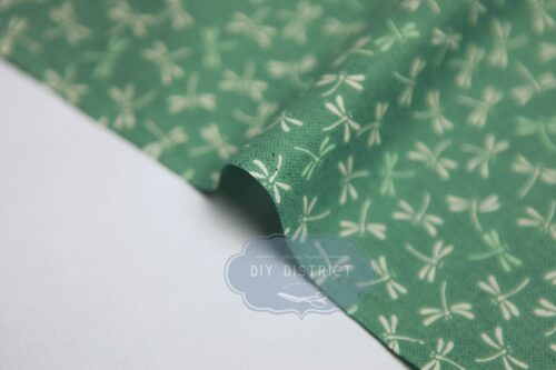 Japanese fabrics dragonflies green background