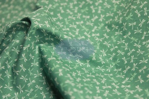 Japanese fabrics dragonflies green background