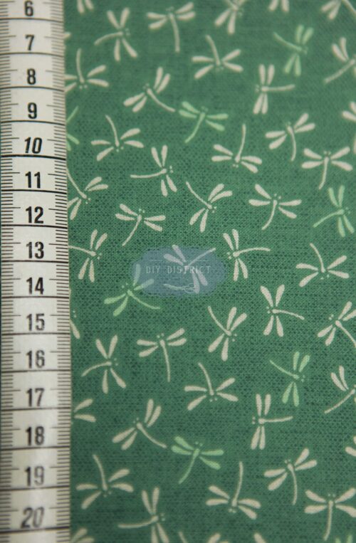 Japanese fabrics dragonflies green background