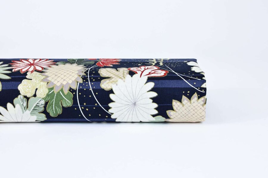 Tissu Hyakka Ryoran Quilt Gate bleu