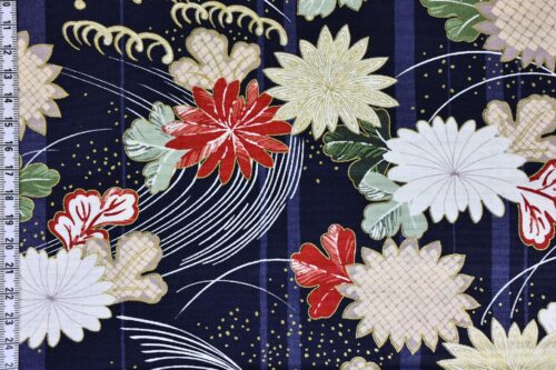 Tissu Hyakka Ryoran Quilt Gate bleu