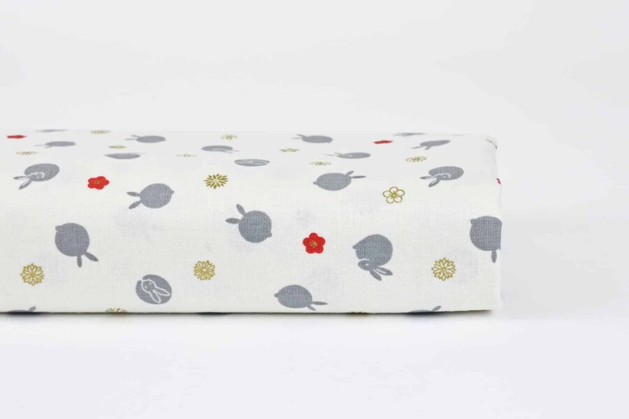Tissu Japonais Usagi fond blanc