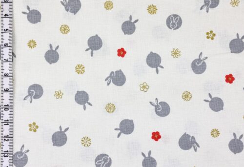 Tissu Japonais Usagi fond blanc
