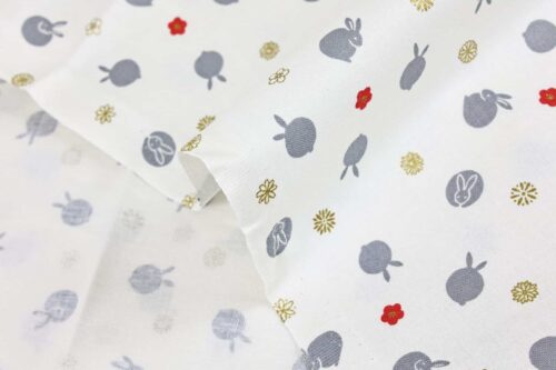 Tissu Japonais Usagi fond blanc