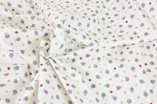 Tissu Japonais Usagi fond blanc