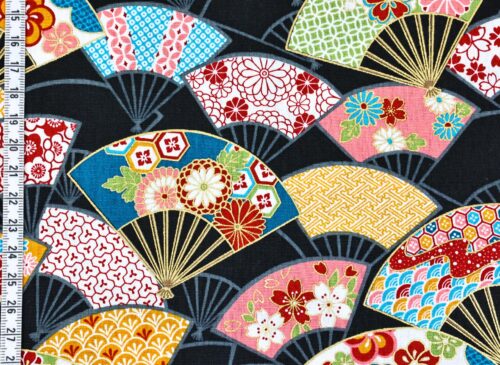 Tissu Japonaise éventail multi motifs
