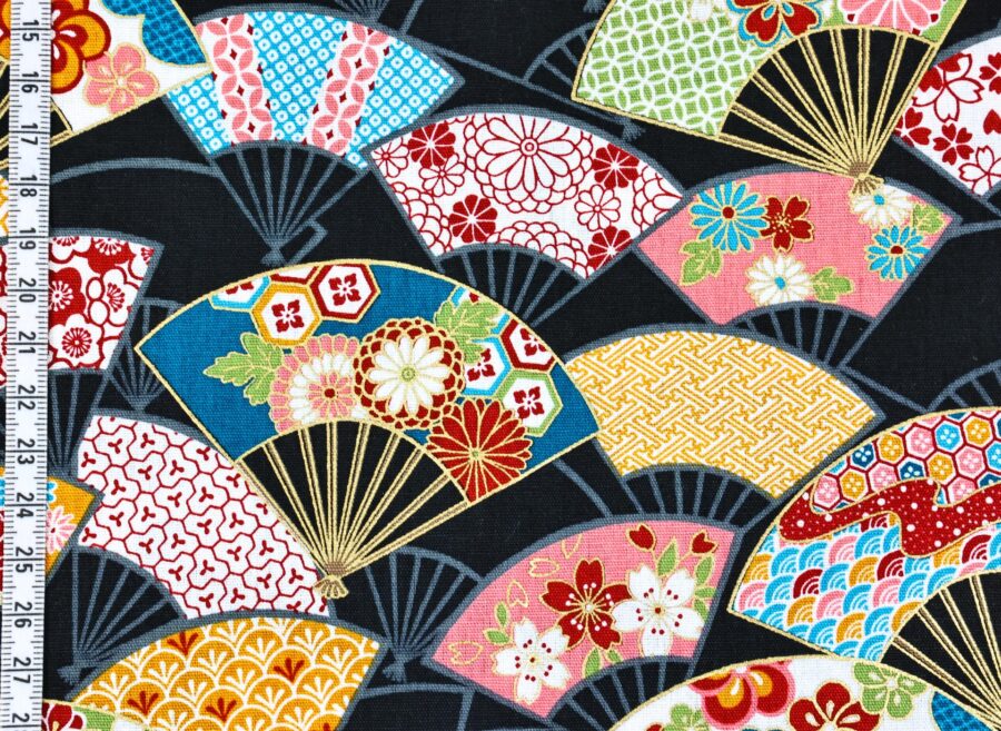 Tissu Japonaise éventail multi motifs