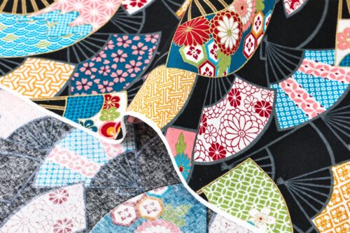 Tissu Japonaise éventail multi motifs