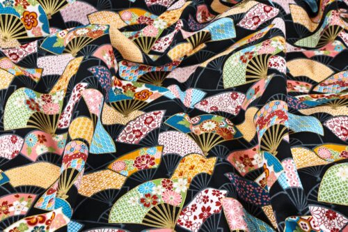 Tissu Japonaise éventail multi motifs