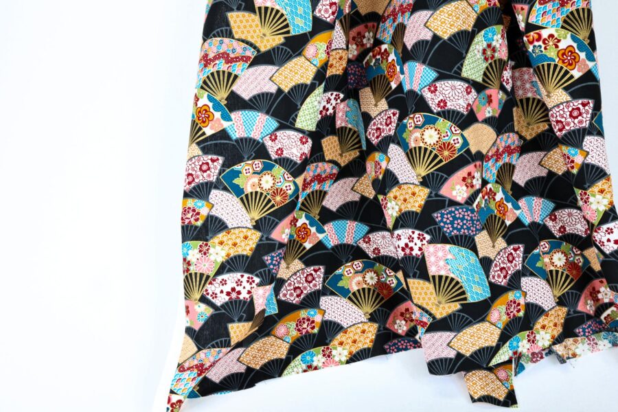 Tissu Japonaise éventail multi motifs