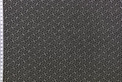 Tissu Chirimen Sayagata fond noir. Japanese fabric. Chirimen fabric