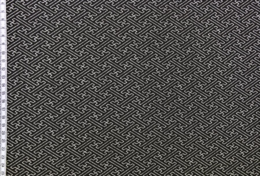 Tissu Chirimen Sayagata fond noir. Japanese fabric. Chirimen fabric