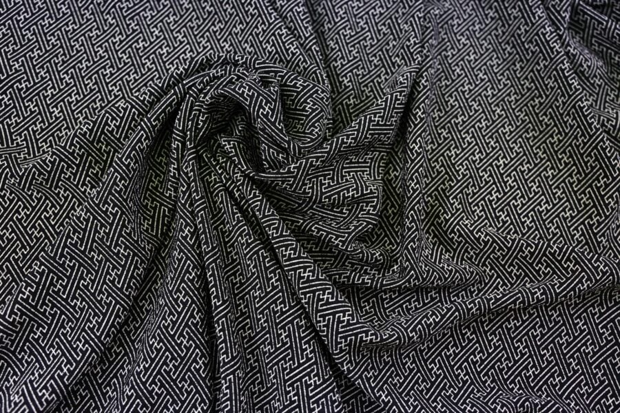 Tissu Chirimen Sayagata fond noir. Japanese fabric. Chirimen fabric