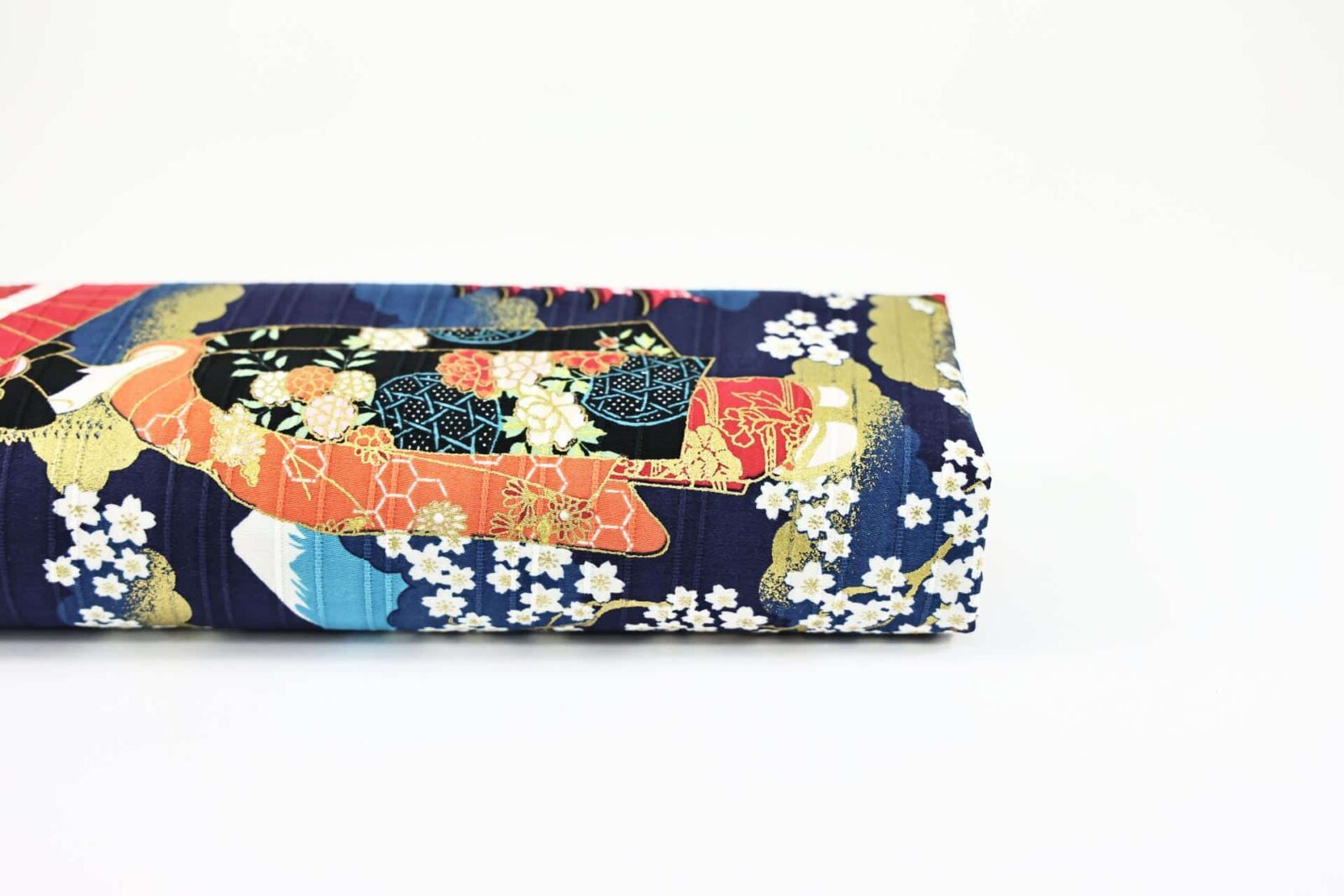 Tissu Japonais Maiko et Hanami fond bleu. Japan textile, Japan fabric. Fuji