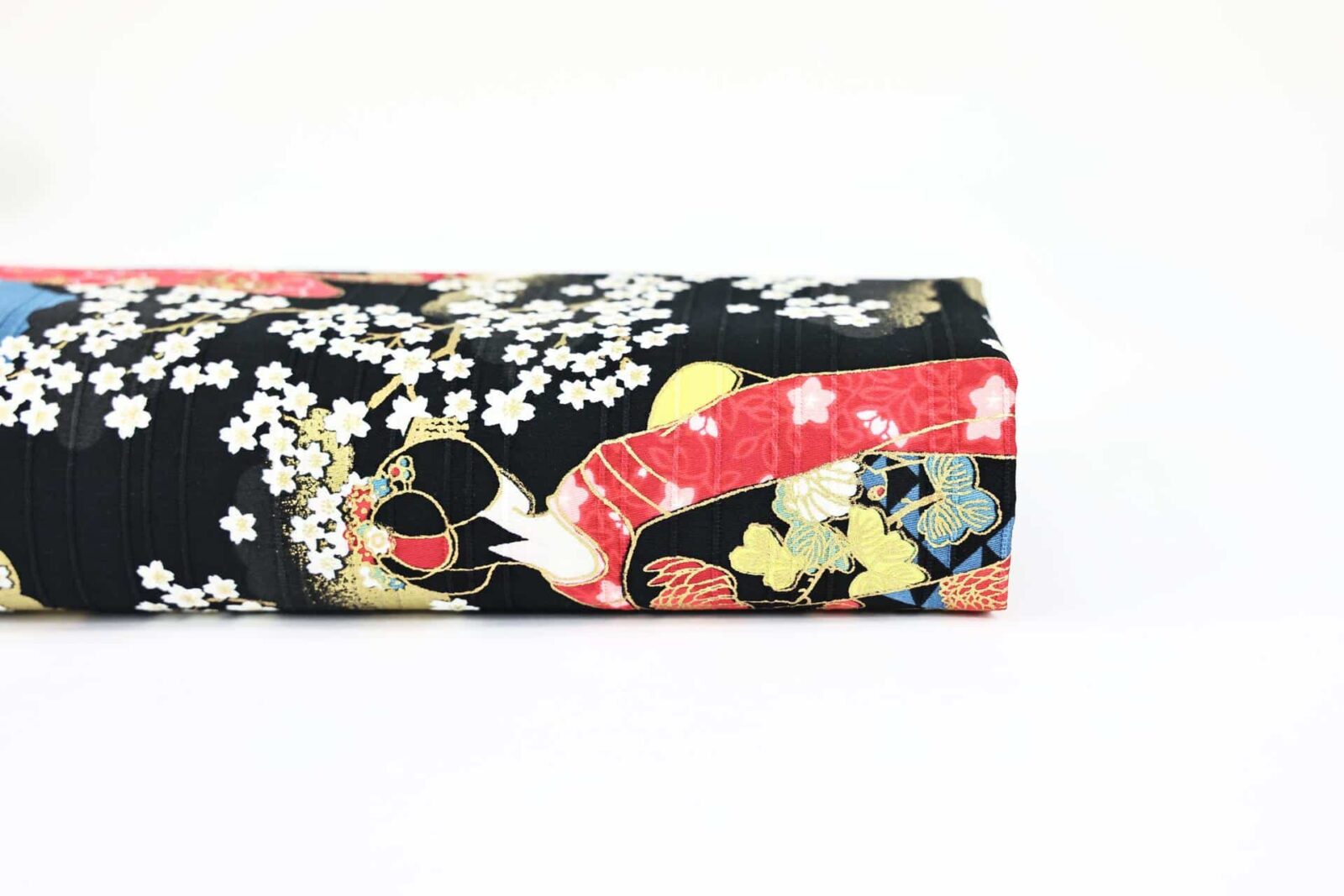 Tissu Japonais Maiko et Hanami fond noir. Japanese Fabric, Japanese Fabrics