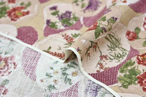 Coton Dobby Kanoko Shibori rouge et Floraux. Japanese fabric