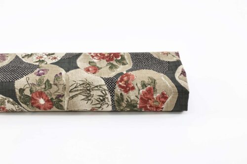Coton dobby kanoko shibori noir et floraux. Japanese fabric