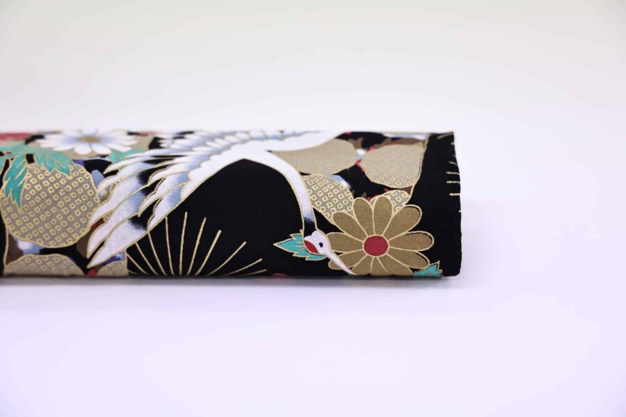 Tissu Japonais Grues et paysage enchanté. Japanese fabric