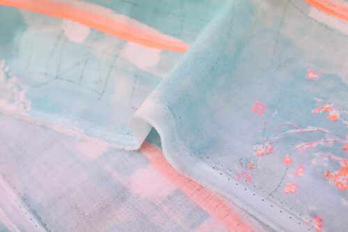 Tissu Nani IRO Komorebi coton bio bleu rose. Japanese fabric, japan fabric