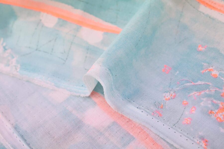 Tissu Nani IRO Komorebi coton bio bleu rose. Japanese fabric, japan fabric