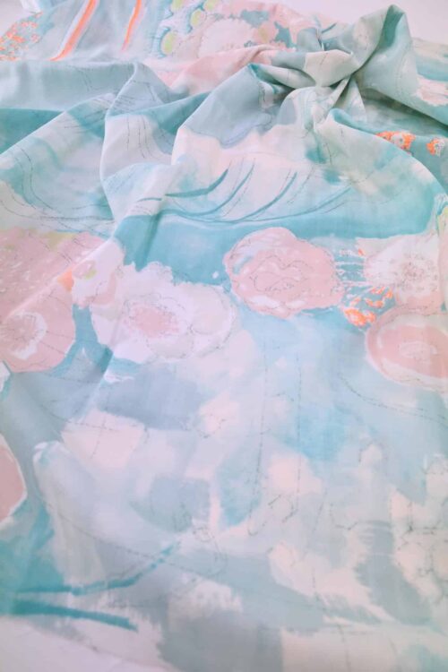 Tissu Nani IRO Komorebi coton bio bleu rose. Japanese fabric, japan fabric