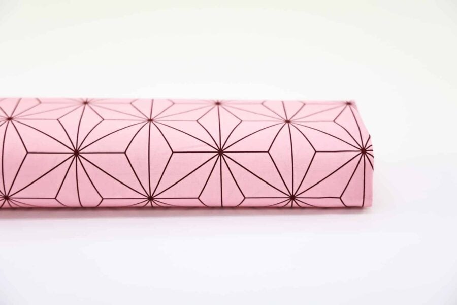 Japanese Manga fabric Asanoha pink background