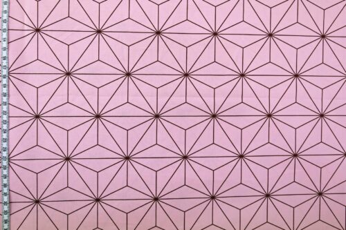 Tissu manga Japonais Asanoha fond rose. Nezuko fabric. Japanese Fabric