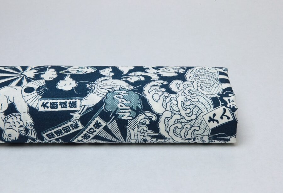 Tissu manga Japonais fond bleu. Japanese fabric. Manga Fabric