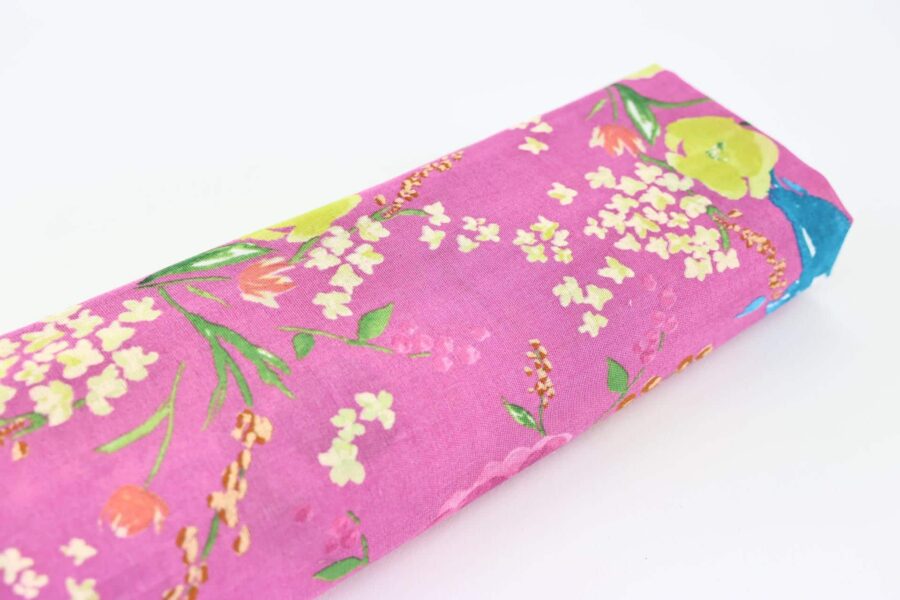 Tissu nani IRO Rakuen fuchsia double gaze. Japanese fabric