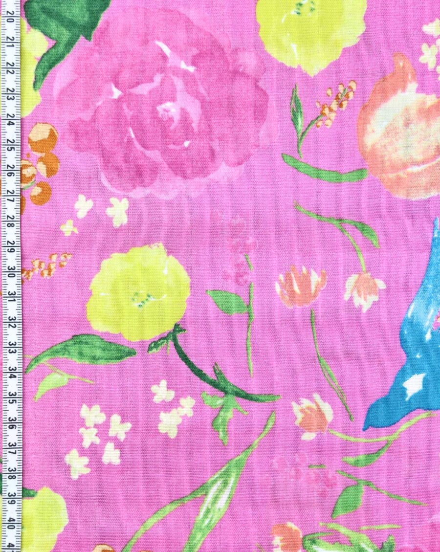 Tissu nani IRO Rakuen fuchsia double gaze. Japanese fabric