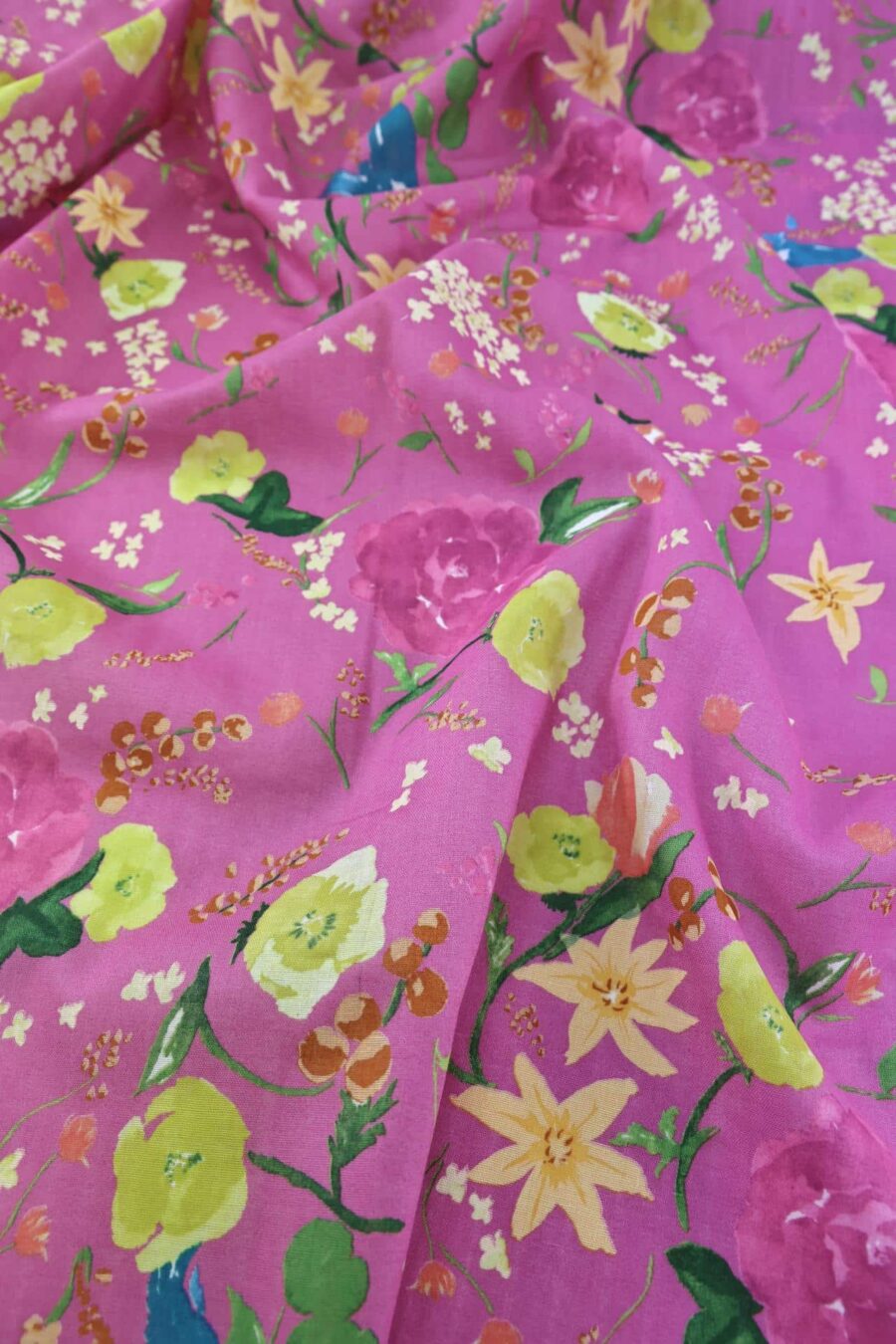 Tissu nani IRO Rakuen fuchsia double gaze. Japanese fabric