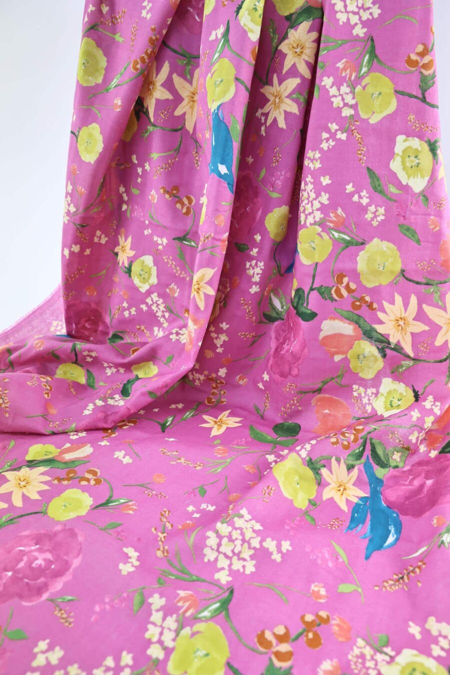 Tissu nani IRO Rakuen fuchsia double gaze. Japanese fabric