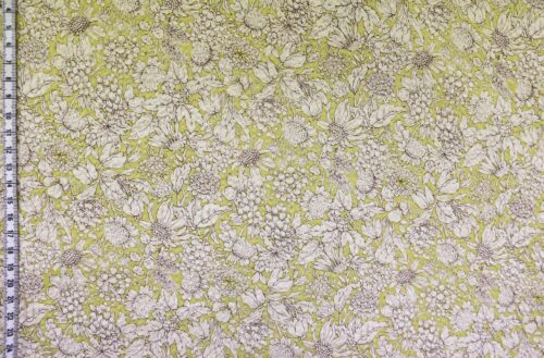 Tissu seersucker fleurie type liberty fond jaune. Japanese fabric