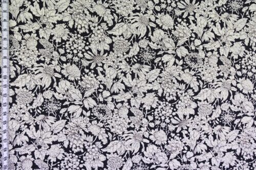 Tissu seersucker fleurie type liberty fond noir. Japanese Fabric. Japanese fabrics
