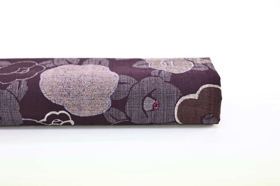 Coton dobby Japonais floral Tsubaki violet. Japanese fabrics