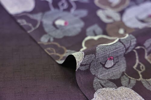 Coton dobby Japonais floral Tsubaki violet. Japanese fabrics