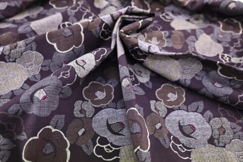Coton dobby Japonais floral Tsubaki violet. Japanese fabrics
