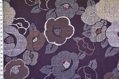 Coton dobby Japonais floral Tsubaki violet. Japanese fabrics