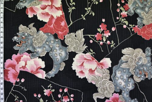 Tissu Japonais Komainu de Kokka fond noir. Japanese fabric