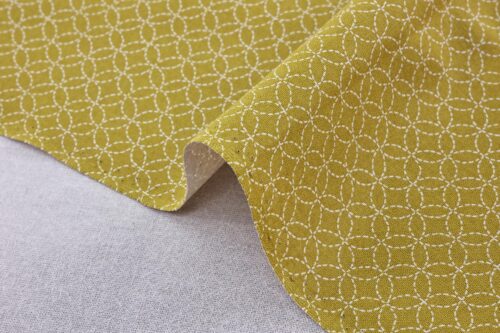 Tissu japonais Shippou pointillé fond jaune. Japanese fabric