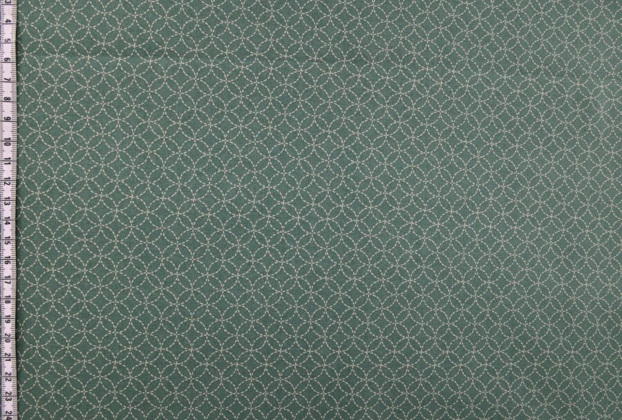 Tissu japonais Shippou pointillé fond vert. Japanese fabric