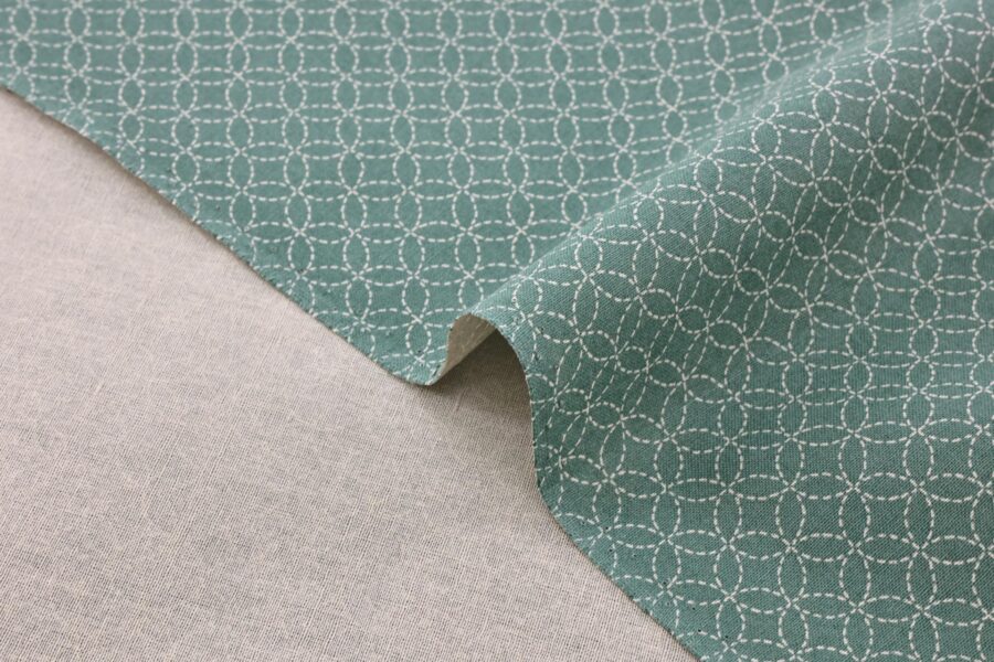 Tissu japonais Shippou pointillé fond vert. Japanese fabric 