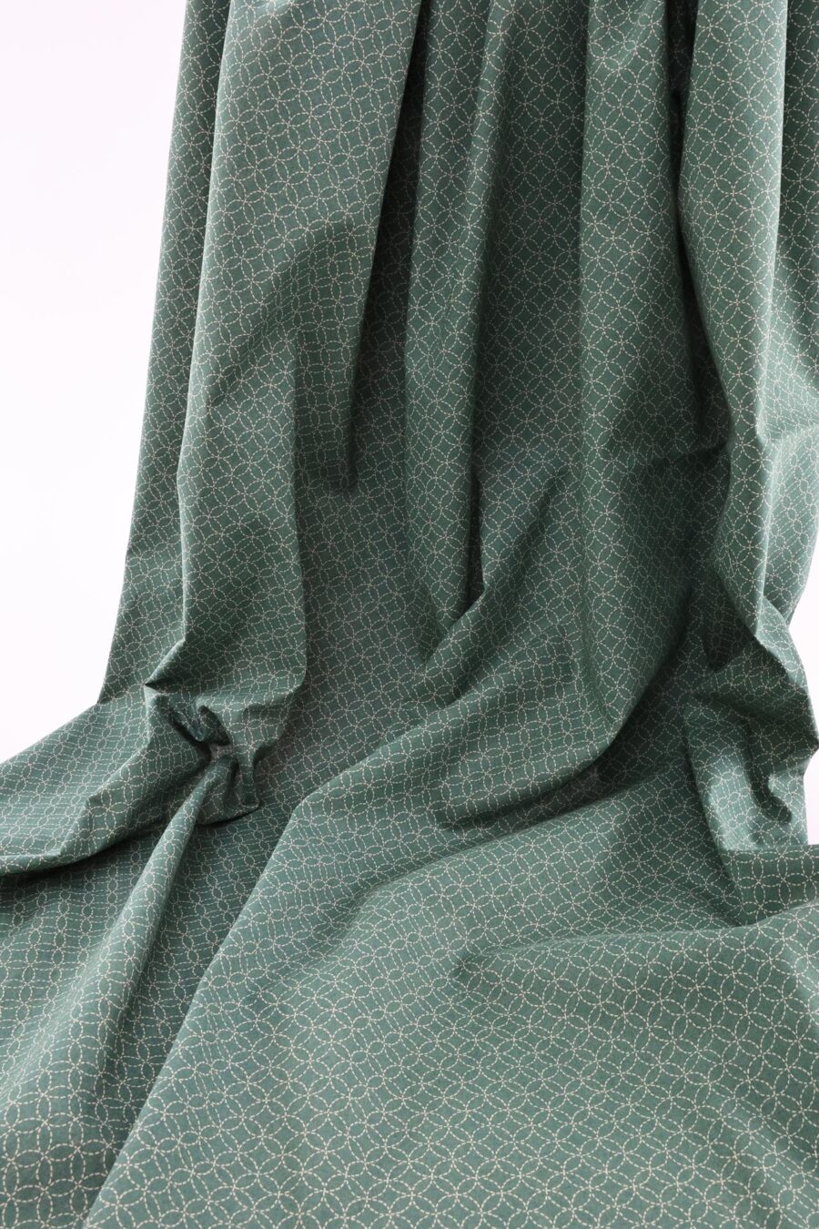 Tissu japonais Shippou pointillé fond vert. Japanese fabric