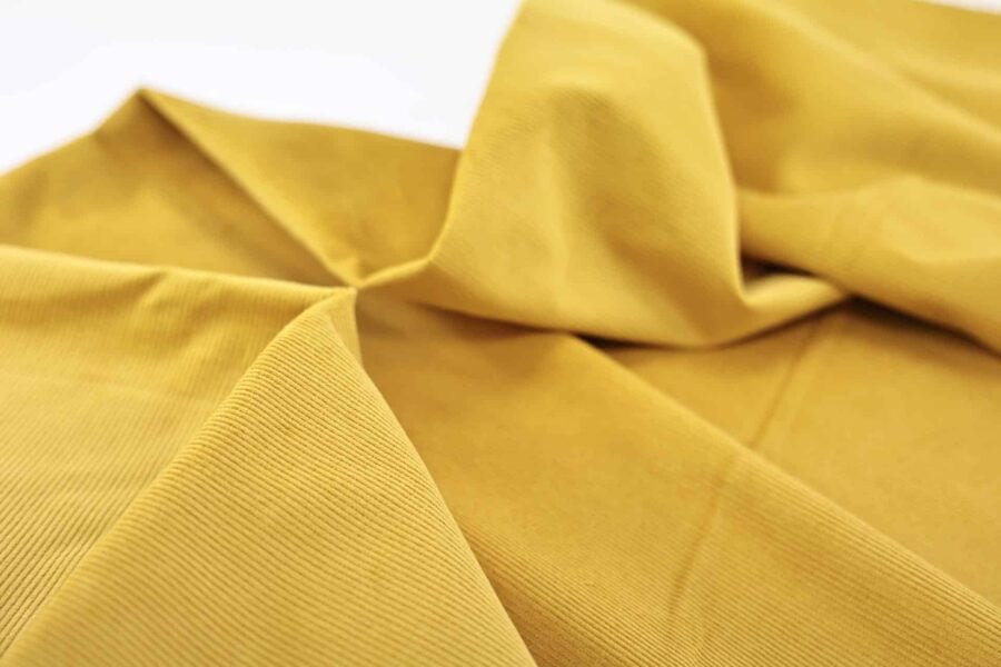 Tissu velours côtelé Japonais jaune moutarde. Japanese fabric