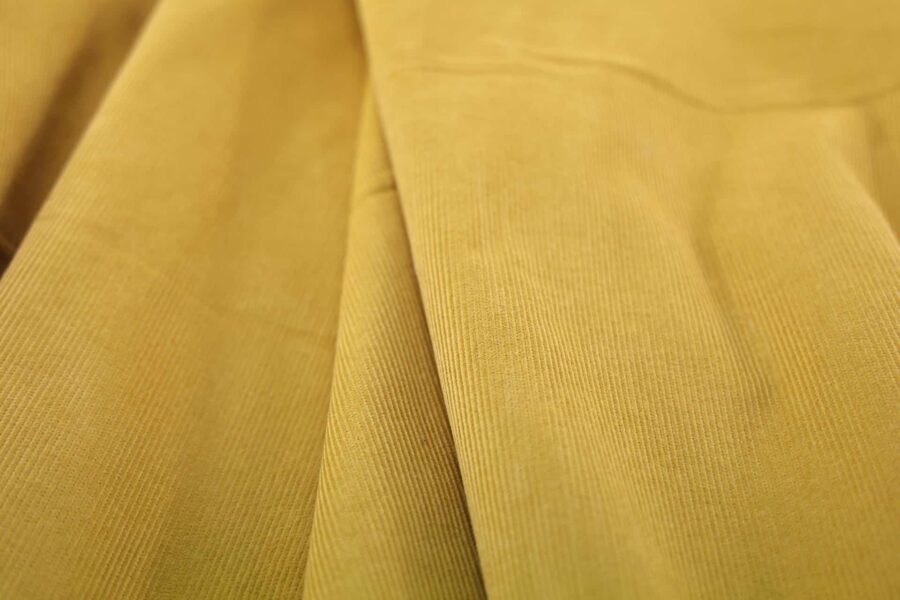 Tissu velours côtelé Japonais jaune moutarde. Japanese fabric