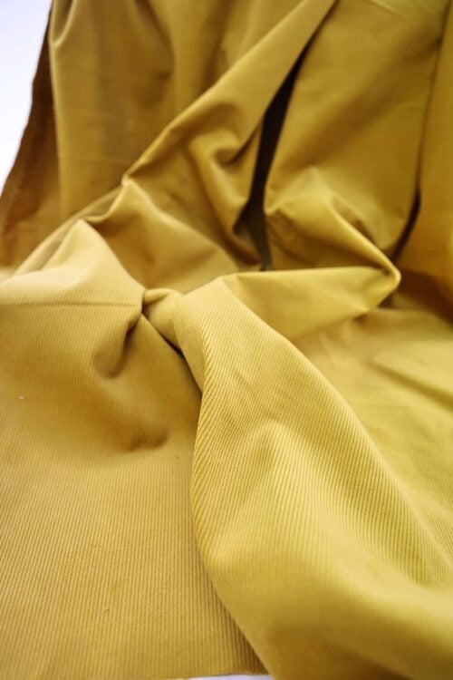 Tissu velours côtelé Japonais jaune moutarde. Japanese fabric