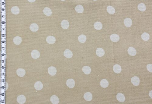 Tissu velours côtelé bio imprimé fond beige. organic fabric