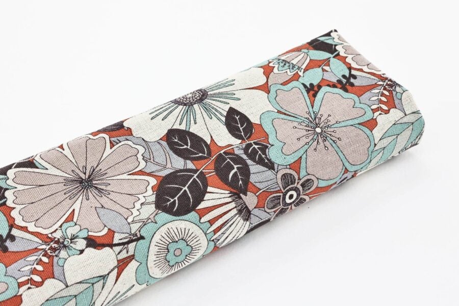 Canvas fleurs esprit vintage turquoise gris. Japanese fabric